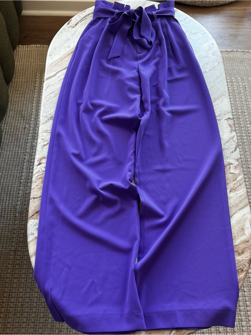 Alice + Olivia Bold Purple High-Rise Wide-Leg Paperbag Pants